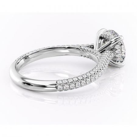 Inel de logodnă Seraphina din aur Alb 14kt cu moissanite tăietură rotundă – Montură pavé rafinată pentru profil înalt | Personalizează și configurează gratuit online [2]