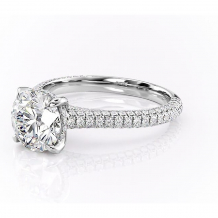 Inel de logodnă Seraphina din aur Alb 14kt cu moissanite tăietură rotundă – Montură pavé rafinată pentru profil înalt | Personalizează și configurează gratuit online [6]