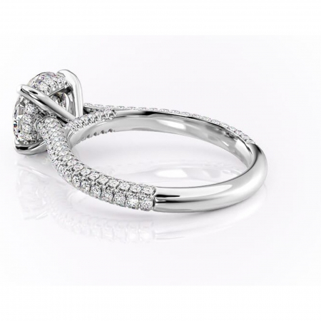 Inel de logodnă Seraphina din aur Alb 14kt cu moissanite tăietură rotundă – Montură pavé rafinată pentru profil înalt | Personalizează și configurează gratuit online [4]