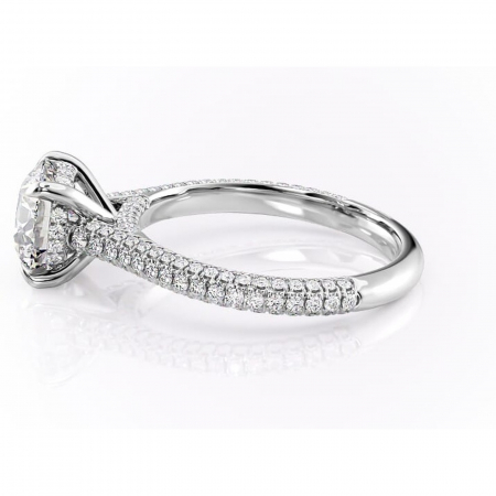 Inel de logodnă Seraphina din aur Alb 14kt cu moissanite tăietură rotundă – Montură pavé rafinată pentru profil înalt | Personalizează și configurează gratuit online [5]