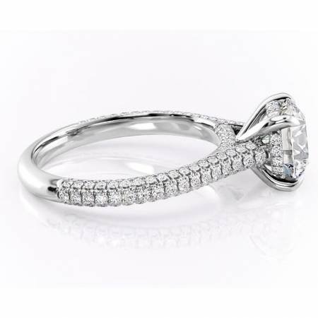 Inel de logodnă Seraphina din aur Alb 14kt cu moissanite tăietură rotundă – Montură pavé rafinată pentru profil înalt | Personalizează și configurează gratuit online [1]