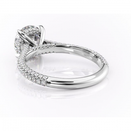 Inel de logodnă Seraphina din aur Alb 14kt cu moissanite tăietură rotundă – Montură pavé rafinată pentru profil înalt | Personalizează și configurează gratuit online [3]