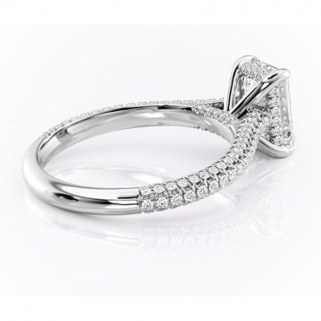 Inel de logodnă Seraphina din aur Alb 14kt cu moissanite tăietură smarald – Montură pavé rafinată pentru profil înalt | Personalizează și configurează gratuit online [2]