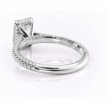 Inel de logodnă Seraphina din aur Alb 14kt cu moissanite tăietură smarald – Montură pavé rafinată pentru profil înalt | Personalizează și configurează gratuit online [3]