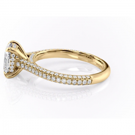 Inel de logodnă Seraphina din aur Galben 14kt cu moissanite tăietură asscher – Montură pavé rafinată pentru profil înalt | Personalizează și configurează gratuit online [5]