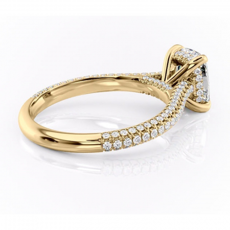 Inel de logodnă Seraphina din aur Galben 14kt cu moissanite tăietură asscher – Montură pavé rafinată pentru profil înalt | Personalizează și configurează gratuit online [2]