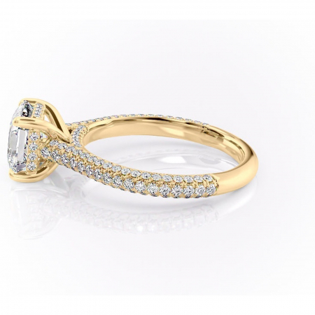 Inel de logodnă Seraphina din aur Galben 18kt cu moissanite tăietură asscher – Montură pavé rafinată pentru profil înalt | Personalizează și configurează gratuit online [5]