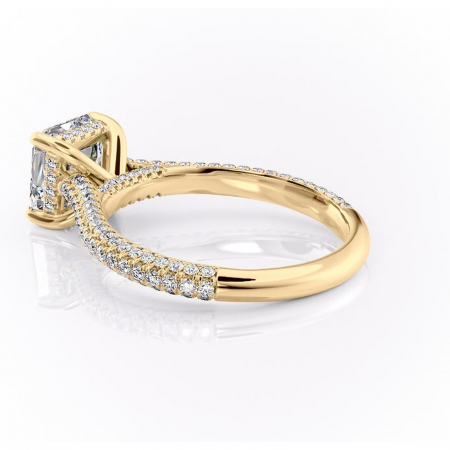 Inel de logodnă Seraphina din aur Galben 18kt cu moissanite tăietură asscher – Montură pavé rafinată pentru profil înalt | Personalizează și configurează gratuit online [4]