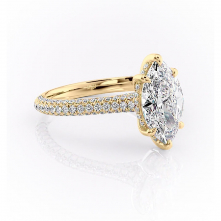 Marquise - Inel de logodnă Seraphina din aur Galben 18kt cu moissanite tăietură marquise – Montură pavé rafinată pentru profil înalt | Personalizează și configurează gratuit online