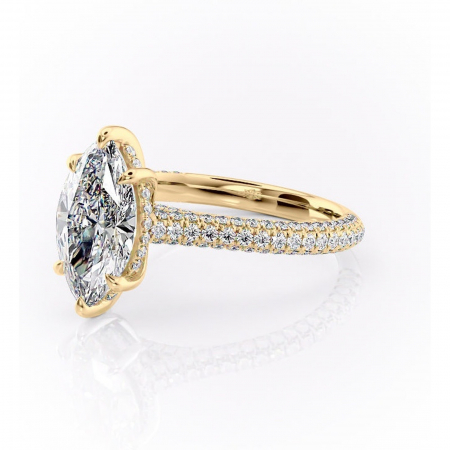 Inel de logodnă Seraphina din aur Galben 18kt cu moissanite tăietură marquise – Montură pavé rafinată pentru profil înalt | Personalizează și configurează gratuit online [6]