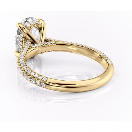 Inel de logodnă Seraphina din aur Galben 14kt cu moissanite tăietură ovală – Montură pavé rafinată pentru profil înalt | Personalizează și configurează gratuit online [3]