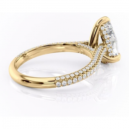 Inel de logodnă Seraphina din aur Galben 18kt cu moissanite tăietură pară – Montură pavé rafinată pentru profil înalt | Personalizează și configurează gratuit online [2]