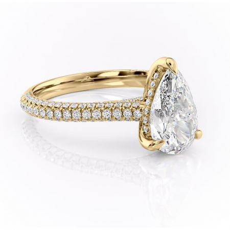 Pară - Inel de logodnă Seraphina din aur Galben 18kt cu moissanite tăietură pară – Montură pavé rafinată pentru profil înalt | Personalizează și configurează gratuit online