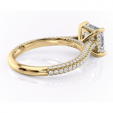Inel de logodnă Seraphina din aur Galben 14kt cu moissanite tăietură princess – Montură pavé rafinată pentru profil înalt | Personalizează și configurează gratuit online [2]