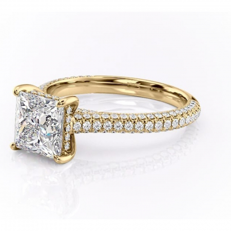 Inel de logodnă Seraphina din aur Galben 14kt cu moissanite tăietură princess – Montură pavé rafinată pentru profil înalt | Personalizează și configurează gratuit online [6]