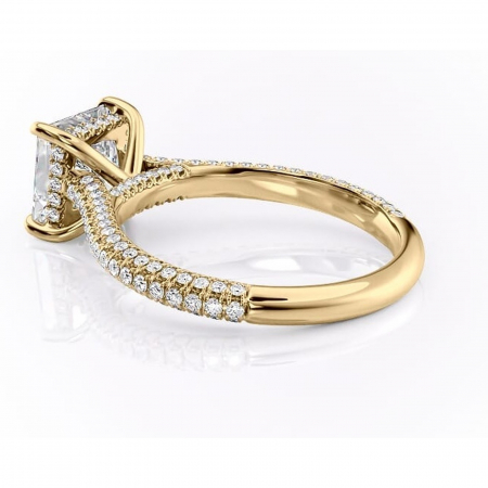 Inel de logodnă Seraphina din aur Galben 14kt cu moissanite tăietură princess – Montură pavé rafinată pentru profil înalt | Personalizează și configurează gratuit online [4]