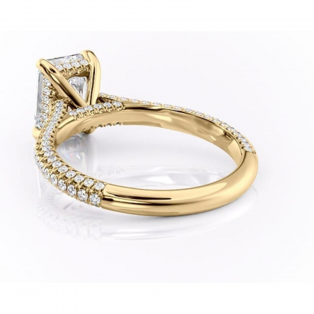Inel de logodnă Seraphina din aur Galben 18kt cu moissanite tăietură radiantă – Montură pavé rafinată pentru profil înalt | Personalizează și configurează gratuit online [3]