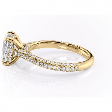 Inel de logodnă Seraphina din aur Galben 18kt cu moissanite tăietură radiantă – Montură pavé rafinată pentru profil înalt | Personalizează și configurează gratuit online [5]