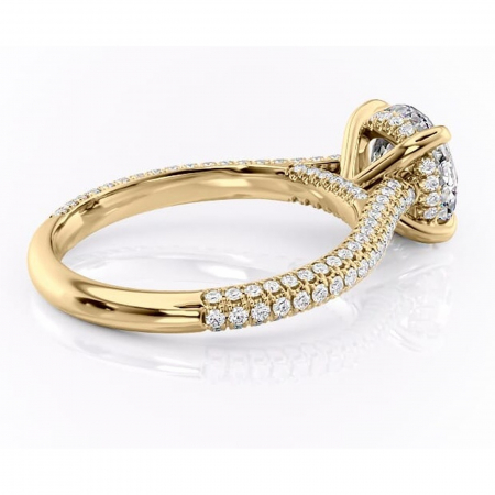 Inel de logodnă Seraphina din aur Galben 14kt cu moissanite tăietură rotundă – Montură pavé rafinată pentru profil înalt | Personalizează și configurează gratuit online [2]