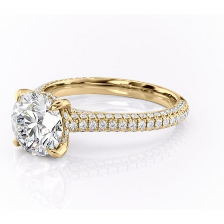 Inel de logodnă Seraphina din aur Galben 14kt cu moissanite tăietură rotundă – Montură pavé rafinată pentru profil înalt | Personalizează și configurează gratuit online [6]