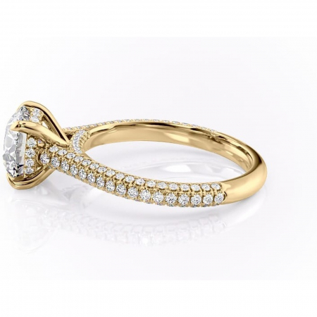 Inel de logodnă Seraphina din aur Galben 14kt cu moissanite tăietură rotundă – Montură pavé rafinată pentru profil înalt | Personalizează și configurează gratuit online [5]