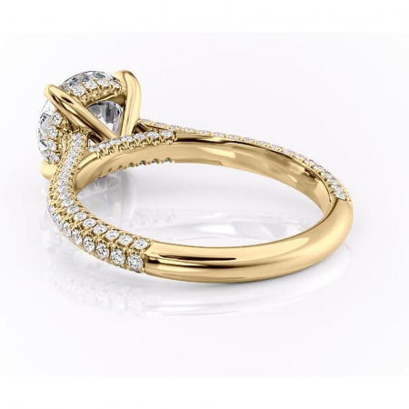 Inel de logodnă Seraphina din aur Galben 14kt cu moissanite tăietură rotundă – Montură pavé rafinată pentru profil înalt | Personalizează și configurează gratuit online [3]