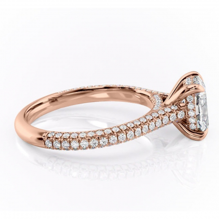 Inel de logodnă Seraphina din aur Rose 14kt cu moissanite tăietură asscher – Montură pavé rafinată pentru profil înalt | Personalizează și configurează gratuit online [1]