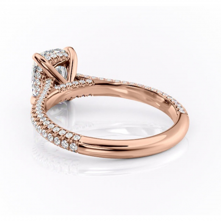 Inel de logodnă Seraphina din aur Rose 14kt cu moissanite tăietură asscher – Montură pavé rafinată pentru profil înalt | Personalizează și configurează gratuit online [3]