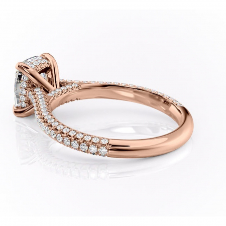 Inel de logodnă Seraphina din aur Rose 14kt cu moissanite tăietură asscher – Montură pavé rafinată pentru profil înalt | Personalizează și configurează gratuit online [4]