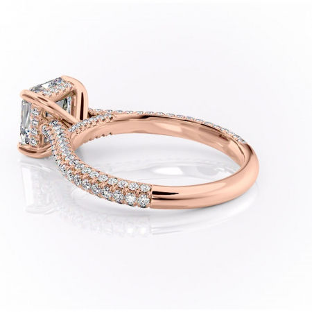 Inel de logodnă Seraphina din aur Rose 14kt cu moissanite tăietură asscher – Montură pavé rafinată pentru profil înalt | Personalizează și configurează gratuit online [4]