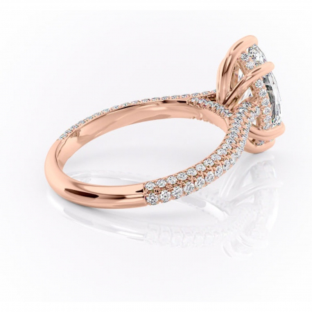 Inel de logodnă Seraphina din aur Rose 14kt cu moissanite tăietură marquise – Montură pavé rafinată pentru profil înalt | Personalizează și configurează gratuit online [2]