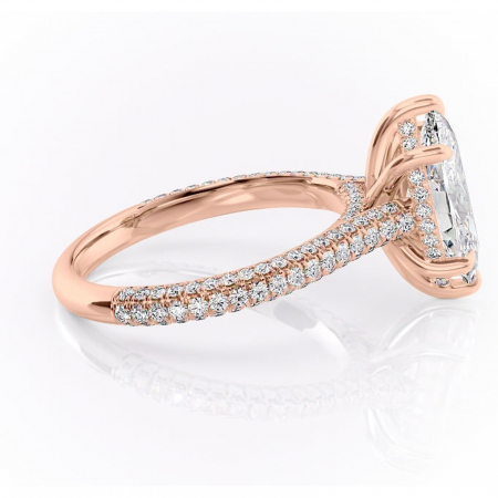 Inel de logodnă Seraphina din aur Rose 14kt cu moissanite tăietură marquise – Montură pavé rafinată pentru profil înalt | Personalizează și configurează gratuit online [1]