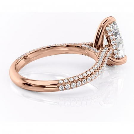 Inel de logodnă Seraphina din aur Rose 18kt cu moissanite tăietură pară – Montură pavé rafinată pentru profil înalt | Personalizează și configurează gratuit online [2]