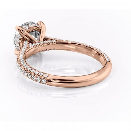Inel de logodnă Seraphina din aur Rose 14kt cu moissanite tăietură rotundă – Montură pavé rafinată pentru profil înalt | Personalizează și configurează gratuit online [3]