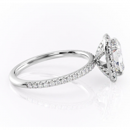 Inel de logodnă Serelith din aur Alb 14kt cu moissanite tăietură asscher – Halo rafinată pentru profil înalt | Personalizează și configurează gratuit online [1]