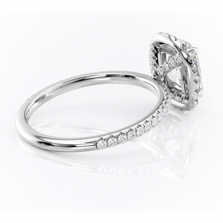 Inel de logodnă Serelith din aur Alb 14kt cu moissanite tăietură asscher – Halo rafinată pentru profil înalt | Personalizează și configurează gratuit online [2]