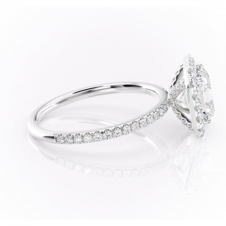 Inel de logodnă Serelith din aur Alb 14kt cu moissanite tăietură asscher – Halo rafinată pentru profil înalt | Personalizează și configurează gratuit online [1]