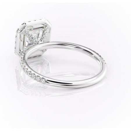Inel de logodnă Serelith din aur Alb 14kt cu moissanite tăietură asscher – Halo rafinată pentru profil înalt | Personalizează și configurează gratuit online [3]