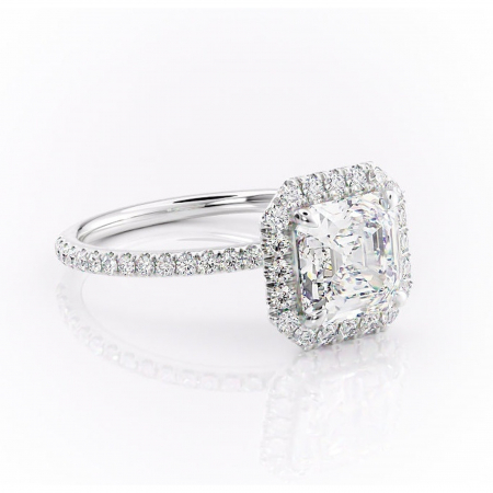 Asscher - Inel de logodnă Serelith din aur Alb 14kt cu moissanite tăietură asscher – Halo rafinată pentru profil înalt | Personalizează și configurează gratuit online