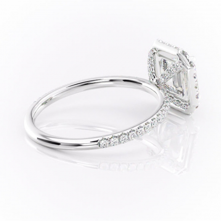 Inel de logodnă Serelith din aur Alb 14kt cu moissanite tăietură asscher – Halo rafinată pentru profil înalt | Personalizează și configurează gratuit online [2]