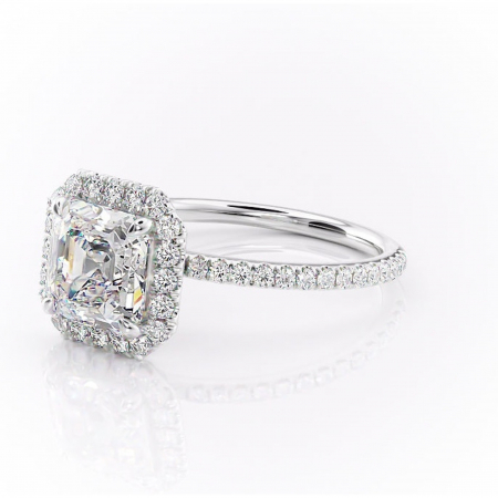 Inel de logodnă Serelith din aur Alb 14kt cu moissanite tăietură asscher – Halo rafinată pentru profil înalt | Personalizează și configurează gratuit online [6]