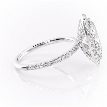 Inel de logodnă Serelith din aur Alb 14kt cu moissanite tăietură marquise – Halo rafinată pentru profil înalt | Personalizează și configurează gratuit online [1]