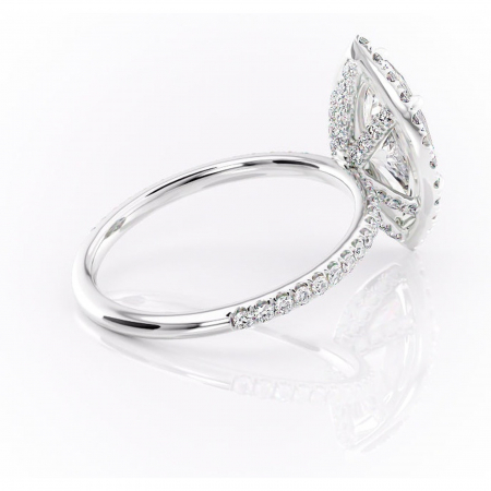 Inel de logodnă Serelith din aur Alb 14kt cu moissanite tăietură marquise – Halo rafinată pentru profil înalt | Personalizează și configurează gratuit online [2]