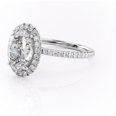 Inel de logodnă Serelith din aur Alb 14kt cu moissanite tăietură ovală – Halo rafinată pentru profil înalt | Personalizează și configurează gratuit online [6]