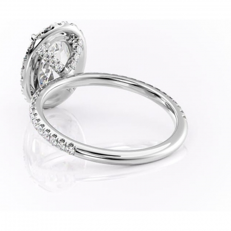 Inel de logodnă Serelith din aur Alb 14kt cu moissanite tăietură ovală – Halo rafinată pentru profil înalt | Personalizează și configurează gratuit online [3]