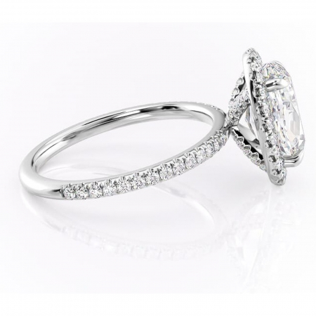 Inel de logodnă Serelith din aur Alb 14kt cu moissanite tăietură ovală – Halo rafinată pentru profil înalt | Personalizează și configurează gratuit online [1]