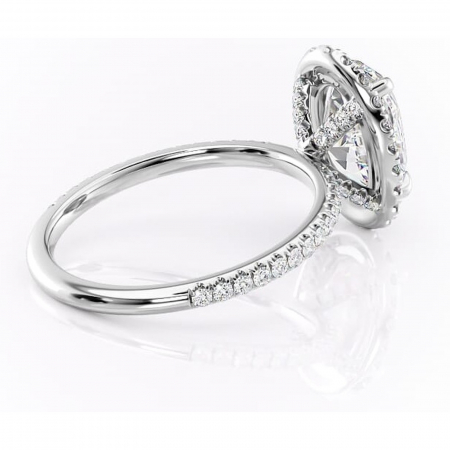 Inel de logodnă Serelith din aur Alb 14kt cu moissanite tăietură ovală – Halo rafinată pentru profil înalt | Personalizează și configurează gratuit online [2]