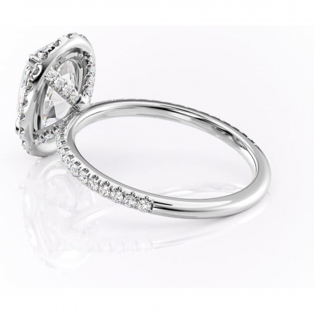 Inel de logodnă Serelith din aur Alb 14kt cu moissanite tăietură ovală – Halo rafinată pentru profil înalt | Personalizează și configurează gratuit online [4]
