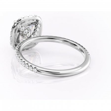 Inel de logodnă Serelith din aur Alb 14kt cu moissanite tăietură pernă – Halo rafinată pentru profil înalt | Personalizează și configurează gratuit online [3]