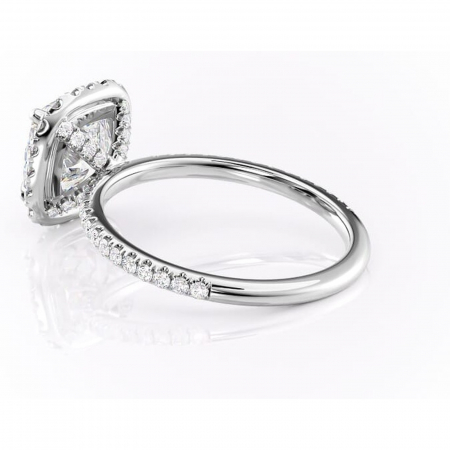 Inel de logodnă Serelith din aur Alb 14kt cu moissanite tăietură pernă – Halo rafinată pentru profil înalt | Personalizează și configurează gratuit online [4]